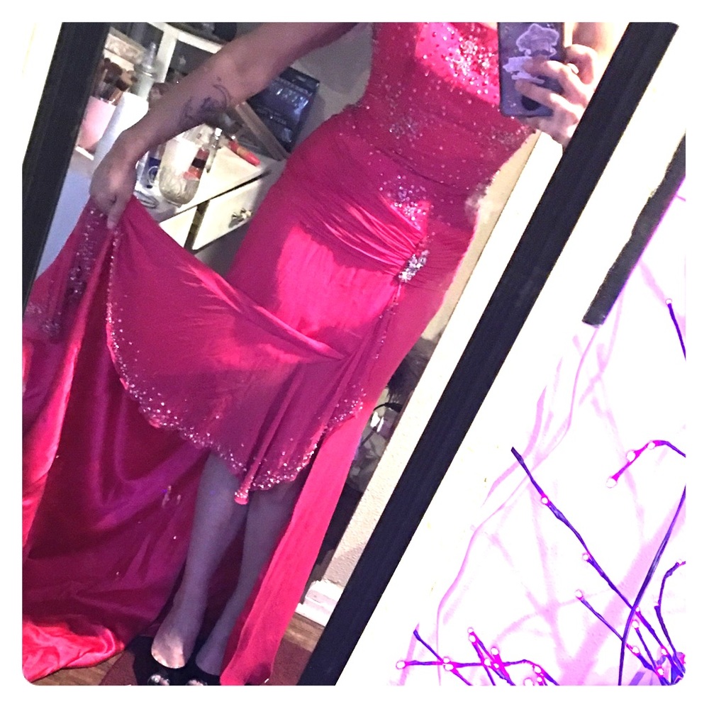Silk Tiffany fuchsia pink formal dress